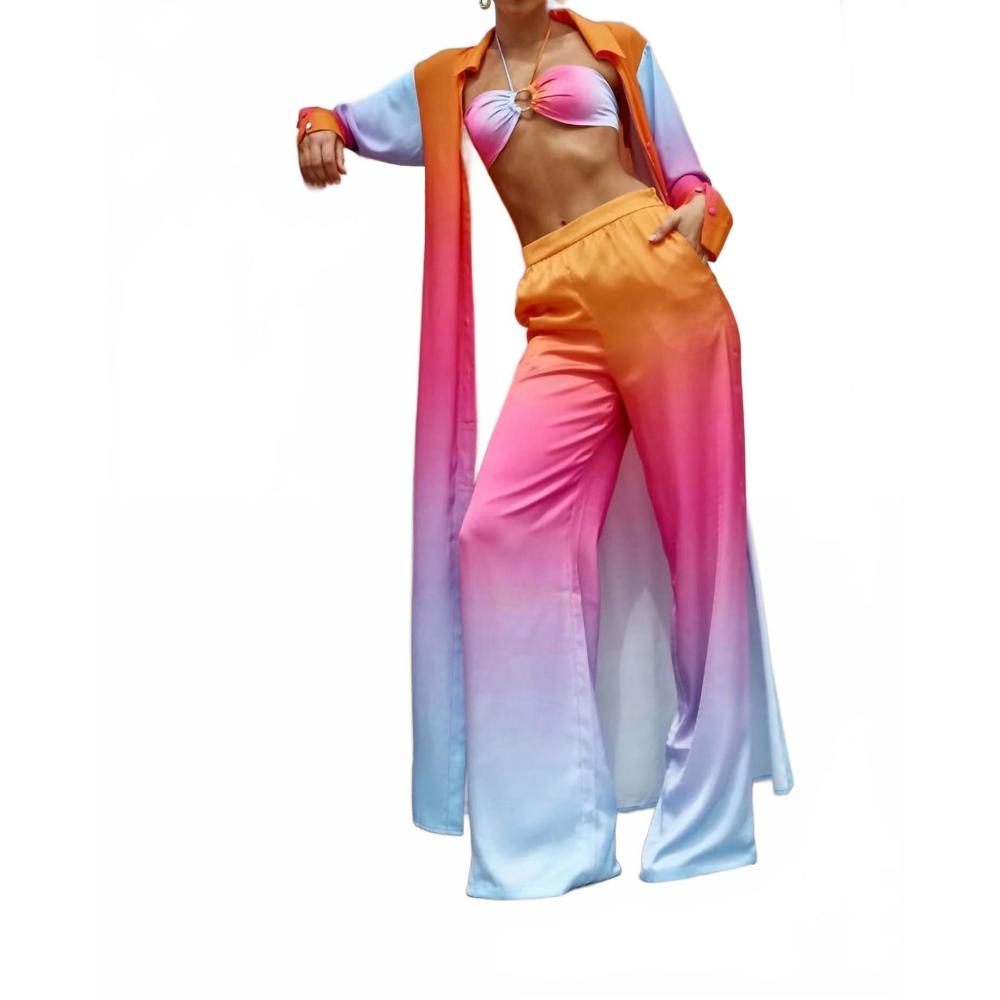 NEW LISA MARIE FERNANDEZ hope and harmony maxi duster coverup coat in orange omb